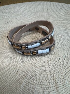 Adjustable Stella&Dot faux leather bracelet